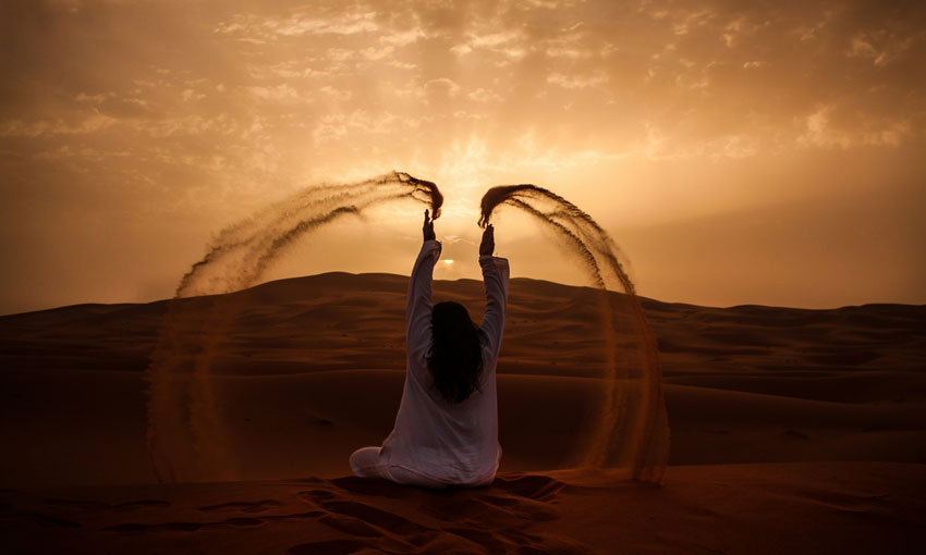 Sunset camel trek to Merzouga desert camp